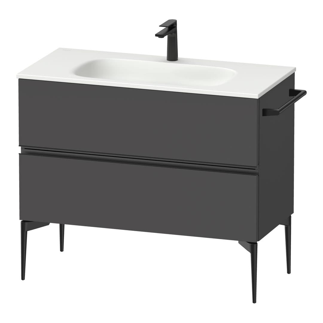 Duravit Sivida – Έπιπλο Νιπτήρα – 1010 mm, 2 συρτάρια, νιπτήρας κέντρο, 1010 x 477 x 592 mm, Diamond black Matt – Graphite Matt, Decor (SV46520BD490000)