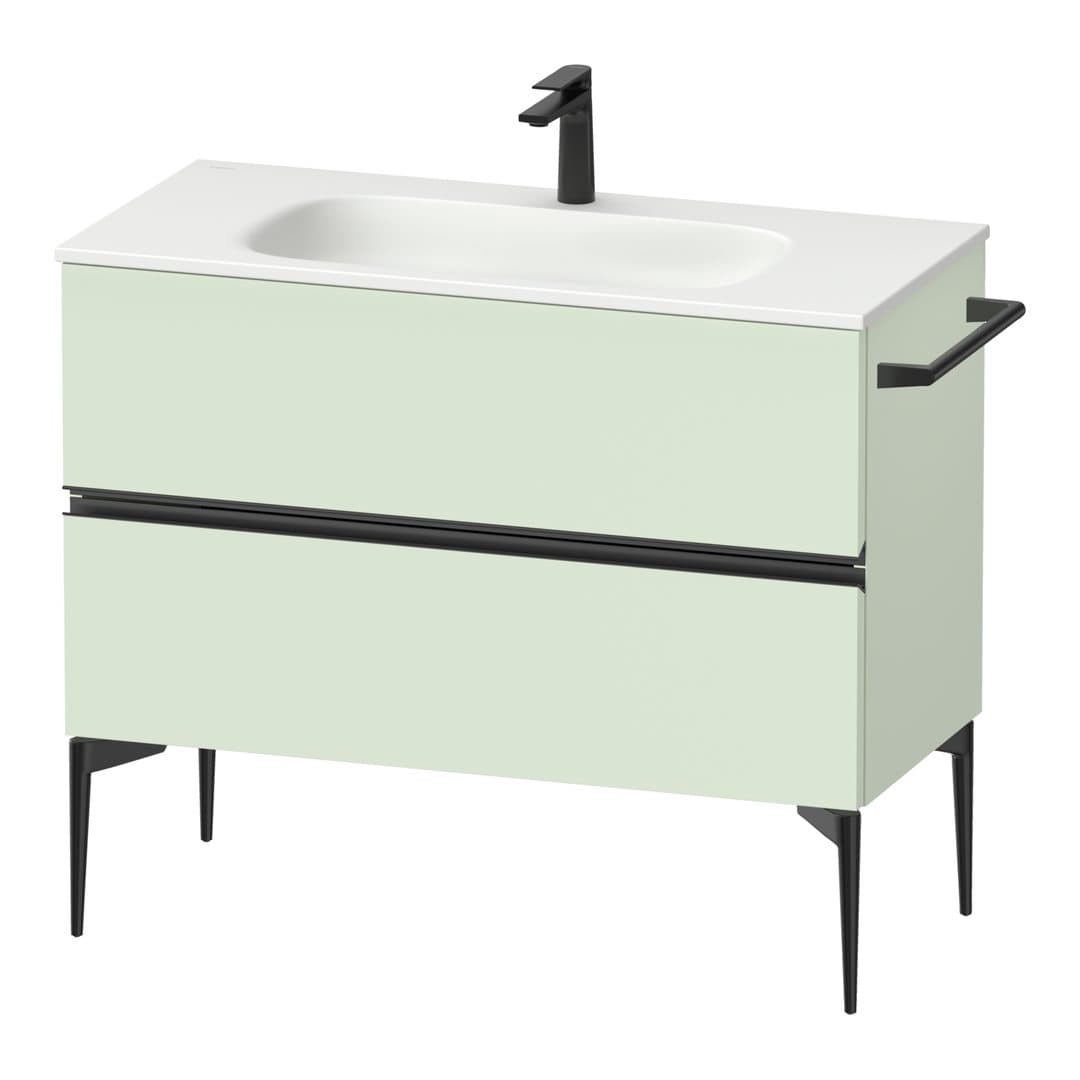 Duravit Sivida – Έπιπλο Νιπτήρα – 1010 mm, 2 συρτάρια, νιπτήρας κέντρο, 1010 x 477 x 592 mm, Diamond black Matt – Pale Green Matt, Decor (SV46520BDHH0000)