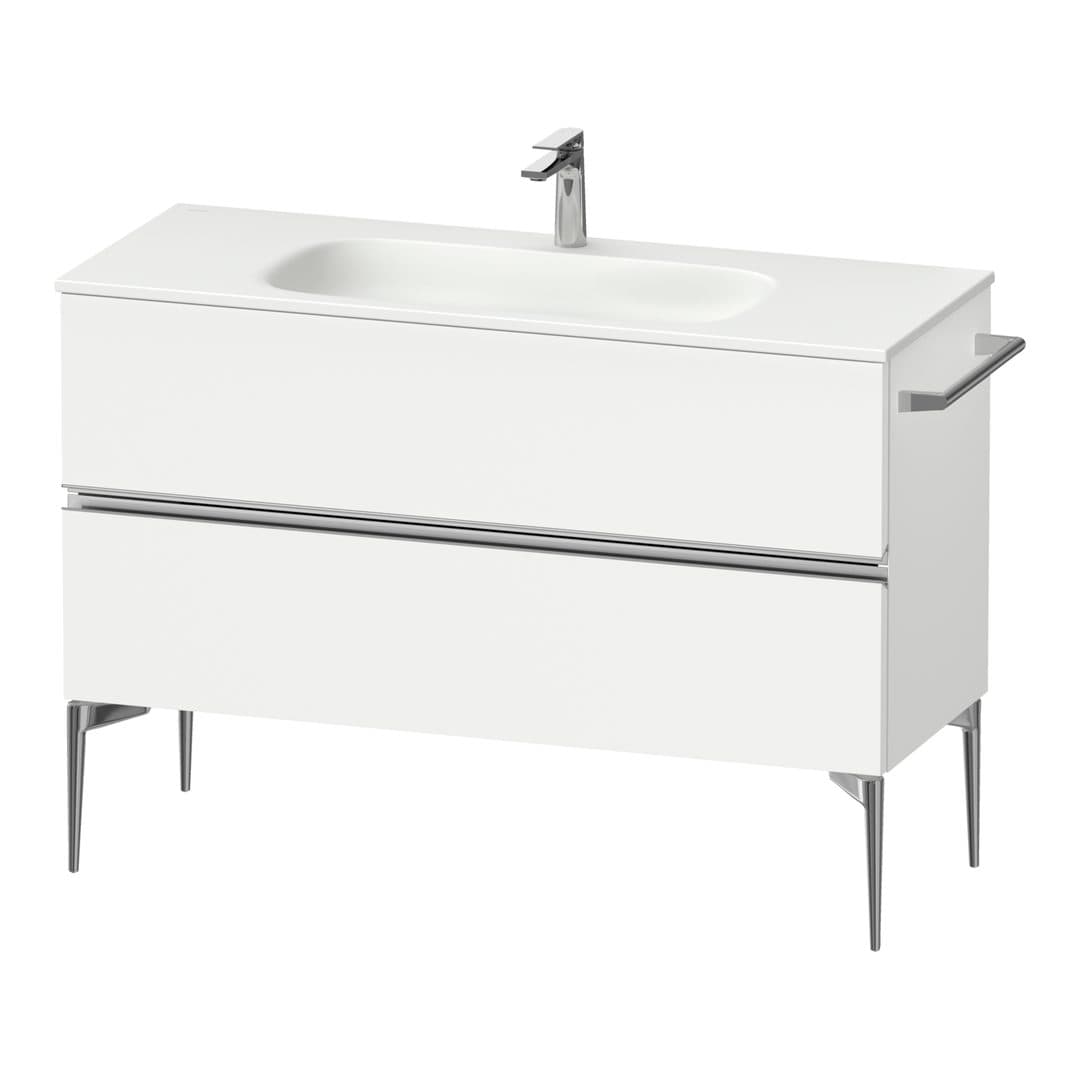 Duravit Sivida – Έπιπλο Νιπτήρα – 1210 mm, 2 συρτάρια, νιπτήρας κέντρο, 1210 x 477 x 592 mm, Chrome Glossy – White Matt, Decor (SV4653010180000)