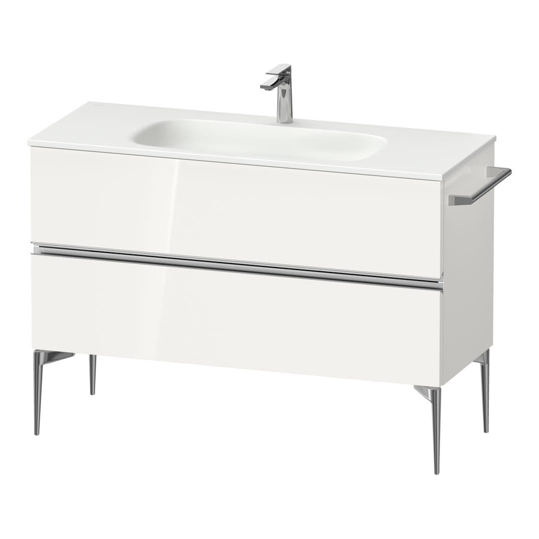 Duravit Sivida – Έπιπλο Νιπτήρα – 1210 mm, 2 συρτάρια, νιπτήρας κέντρο, 1210 x 477 x 592 mm, Chrome Glossy – White High Gloss, Decor (SV4653010220000)