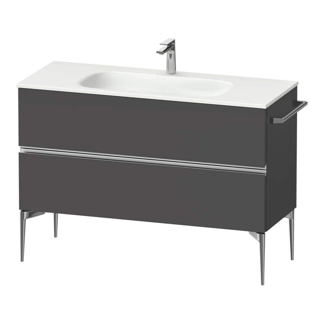 Duravit Sivida – Έπιπλο Νιπτήρα – 1210 mm, 2 συρτάρια, νιπτήρας κέντρο, 1210 x 477 x 592 mm, Chrome Glossy – Graphite Matt, Decor (SV4653010490000)