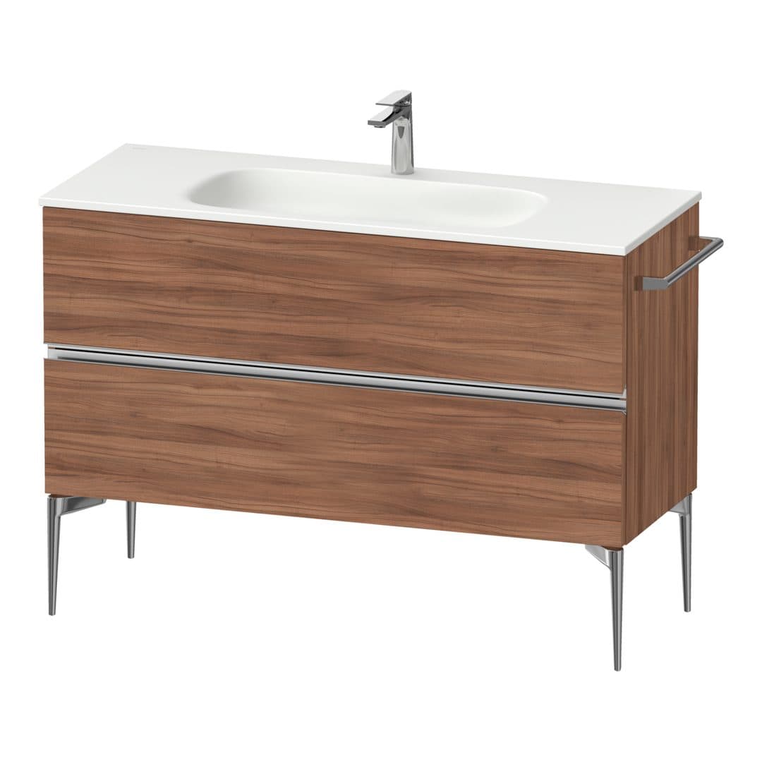 Duravit Sivida – Έπιπλο Νιπτήρα – 1210 mm, 2 συρτάρια, νιπτήρας κέντρο, 1210 x 477 x 592 mm, Chrome Glossy – Walnut Matt, Decor (SV4653010790000)