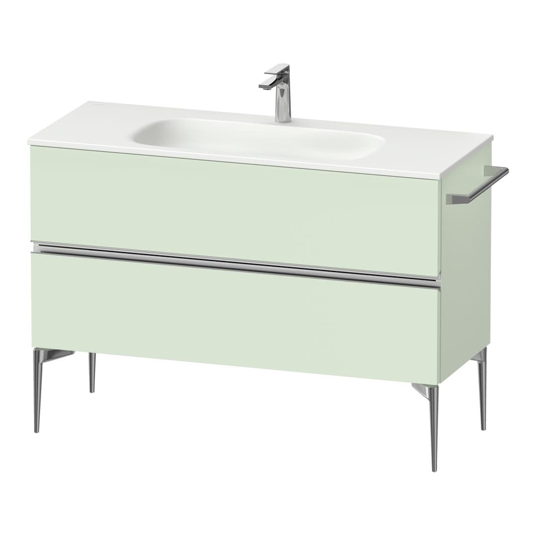 Duravit Sivida – Έπιπλο Νιπτήρα – 1210 mm, 2 συρτάρια, νιπτήρας κέντρο, 1210 x 477 x 592 mm, Chrome Glossy – Pale Green Matt, Decor (SV4653010HH0000)