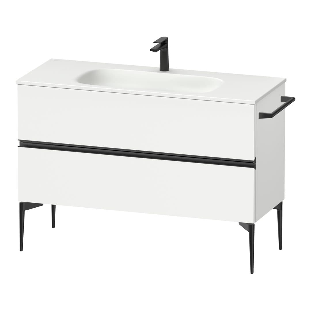 Duravit Sivida – Έπιπλο Νιπτήρα – 1210 mm, 2 συρτάρια, νιπτήρας κέντρο, 1210 x 477 x 592 mm, Diamond black Matt – White Matt, Decor (SV46530BD180000)