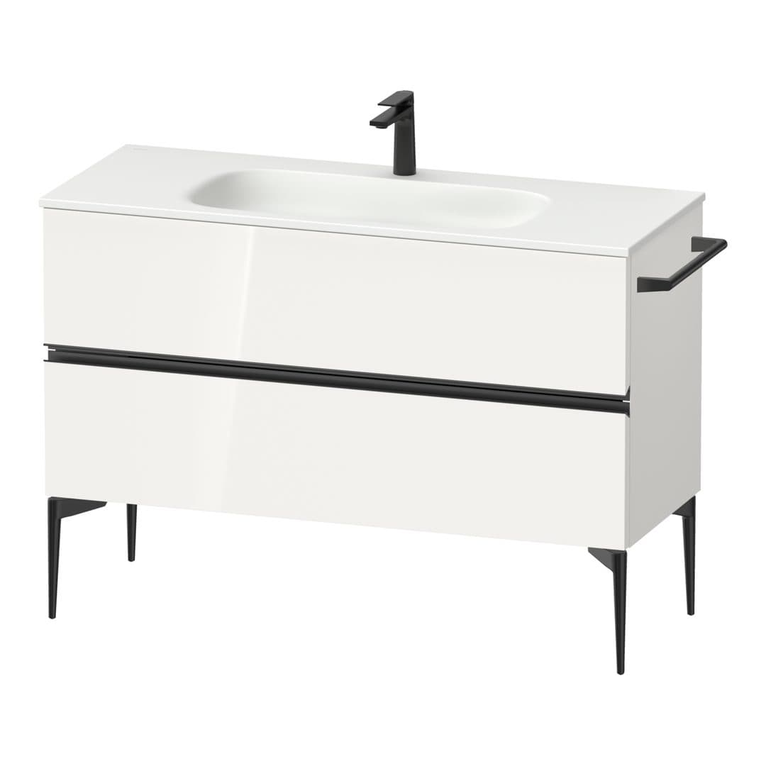 Duravit Sivida – Έπιπλο Νιπτήρα – 1210 mm, 2 συρτάρια, νιπτήρας κέντρο, 1210 x 477 x 592 mm, Diamond black Matt – White High Gloss, Decor (SV46530BD220000)