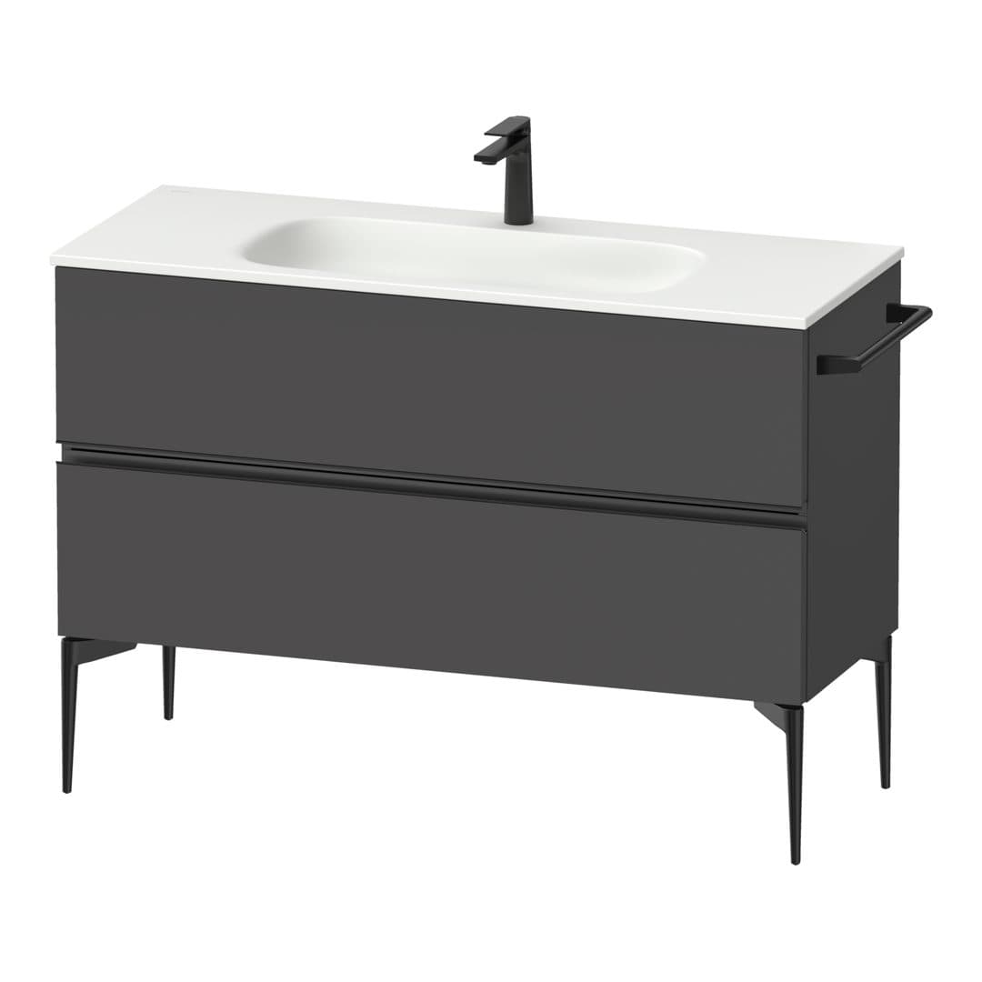 Duravit Sivida – Έπιπλο Νιπτήρα – 1210 mm, 2 συρτάρια, νιπτήρας κέντρο, 1210 x 477 x 592 mm, Diamond black Matt – Graphite Matt, Decor (SV46530BD490000)