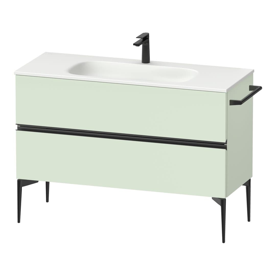 Duravit Sivida – Έπιπλο Νιπτήρα – 1210 mm, 2 συρτάρια, νιπτήρας κέντρο, 1210 x 477 x 592 mm, Diamond black Matt – Pale Green Matt, Decor (SV46530BDHH0000)