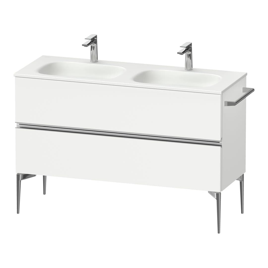 Duravit Sivida – Έπιπλο Νιπτήρα – 1280 mm, 2 συρτάρια, διπλός νιπτήρας, 1280 x 477 x 592 mm, Chrome Glossy – White Matt, Decor (SV4654010180000)