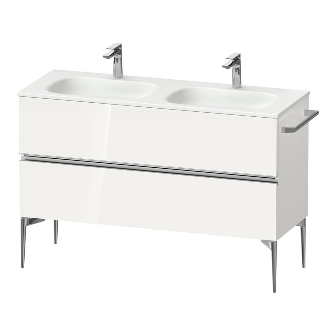 Duravit Sivida – Έπιπλο Νιπτήρα – 1280 mm, 2 συρτάρια, διπλός νιπτήρας, 1280 x 477 x 592 mm, Chrome Glossy – White High Gloss, Decor (SV4654010220000)
