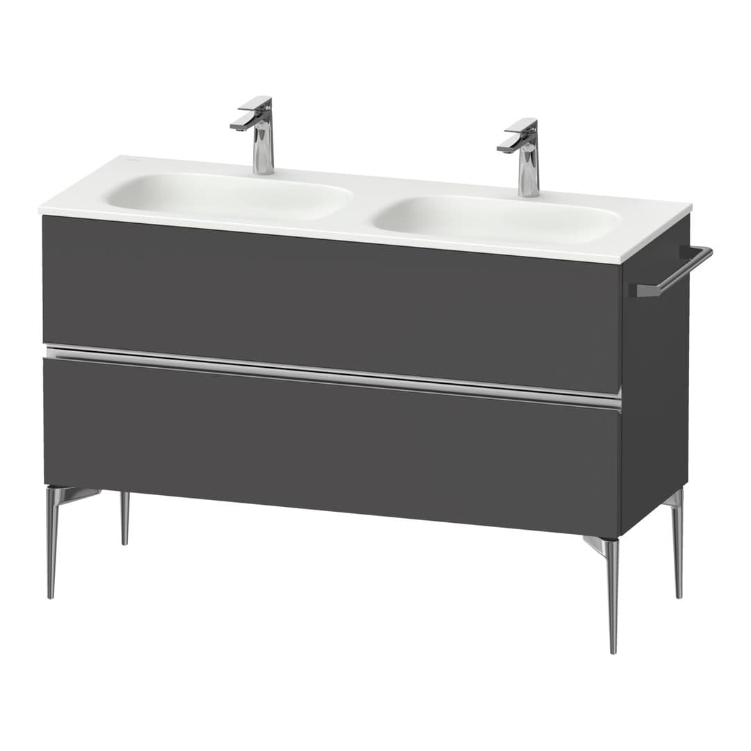 Duravit Sivida – Έπιπλο Νιπτήρα – 1280 mm, 2 συρτάρια, διπλός νιπτήρας, 1280 x 477 x 592 mm, Chrome Glossy – Graphite Matt, Decor (SV4654010490000)