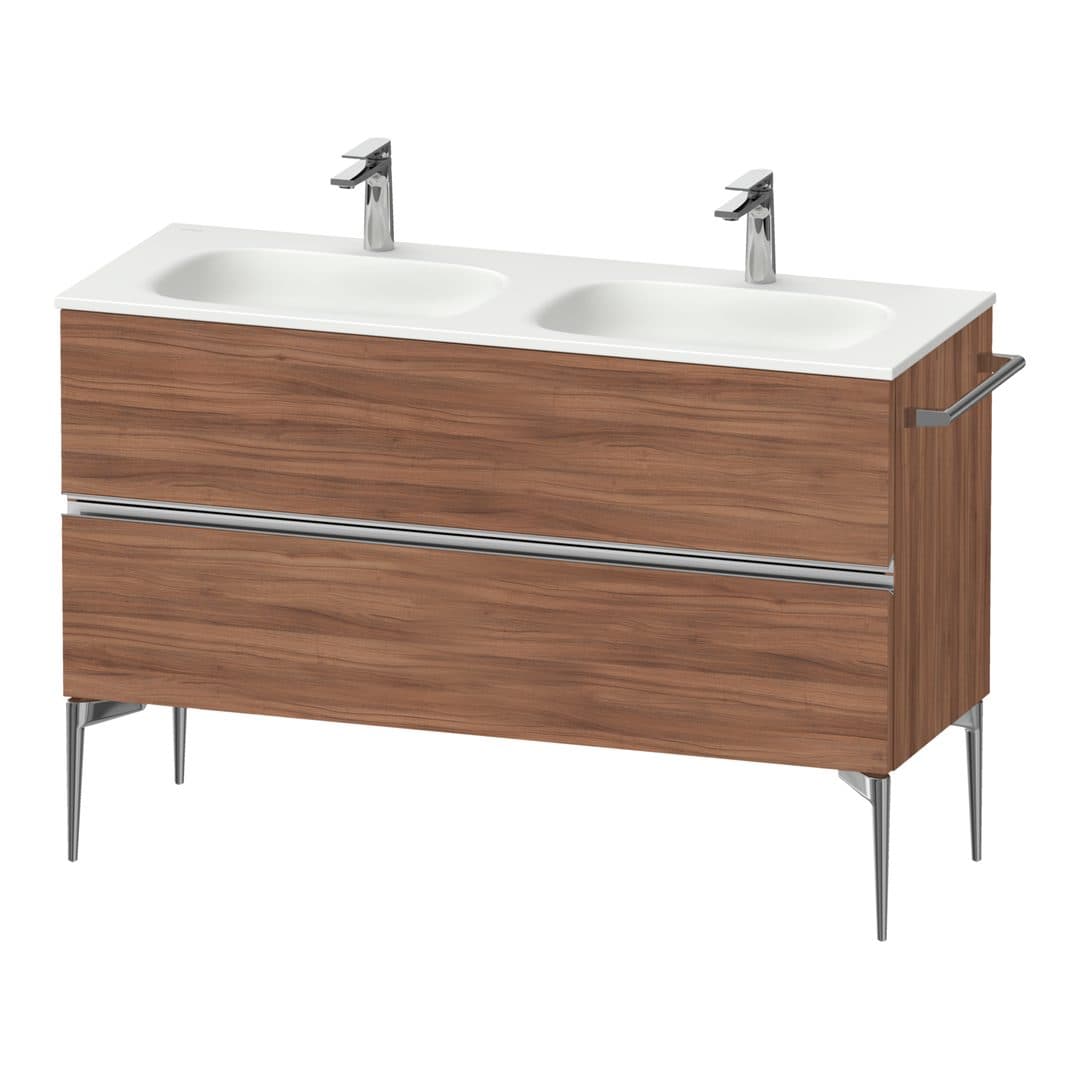 Duravit Sivida – Έπιπλο Νιπτήρα – 1280 mm, 2 συρτάρια, διπλός νιπτήρας, 1280 x 477 x 592 mm, Chrome Glossy – Walnut Matt, Decor (SV4654010790000)