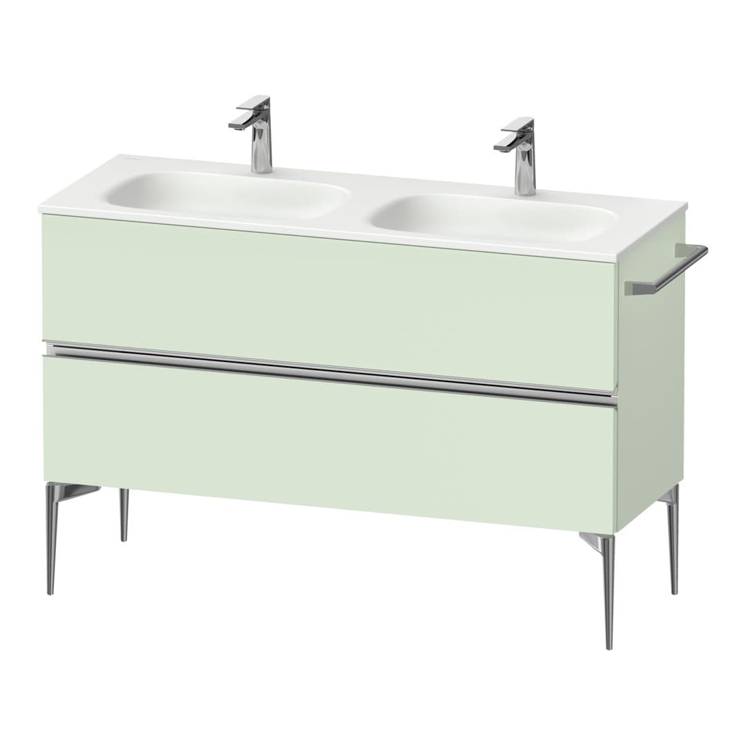 Duravit Sivida – Έπιπλο Νιπτήρα – 1280 mm, 2 συρτάρια, διπλός νιπτήρας, 1280 x 477 x 592 mm, Chrome Glossy – Pale Green Matt, Decor (SV4654010HH0000)
