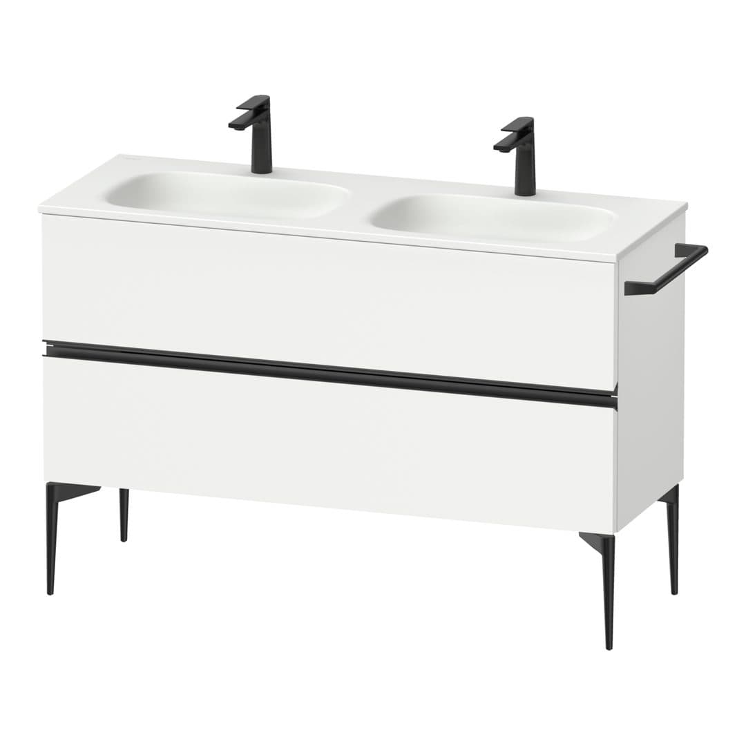 Duravit Sivida – Έπιπλο Νιπτήρα – 1280 mm, 2 συρτάρια, διπλός νιπτήρας, 1280 x 477 x 592 mm, Diamond black Matt – White Matt, Decor (SV46540BD180000)