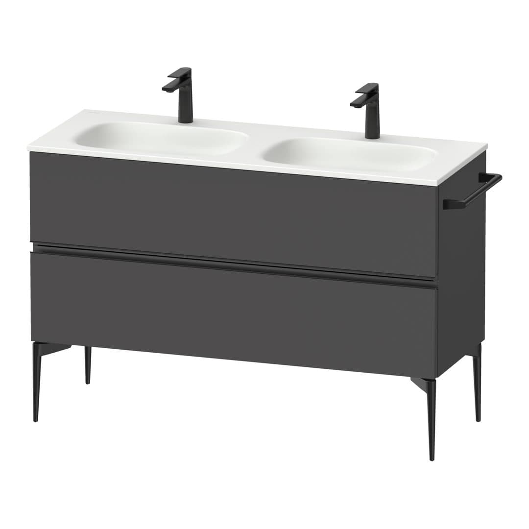 Duravit Sivida – Έπιπλο Νιπτήρα – 1280 mm, 2 συρτάρια, διπλός νιπτήρας, 1280 x 477 x 592 mm, Diamond black Matt – Graphite Matt, Decor (SV46540BD490000)