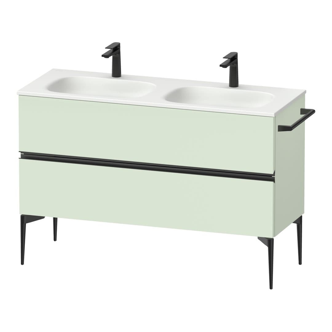 Duravit Sivida – Έπιπλο Νιπτήρα – 1280 mm, 2 συρτάρια, διπλός νιπτήρας, 1280 x 477 x 592 mm, Diamond black Matt – Pale Green Matt, Decor (SV46540BDHH0000)