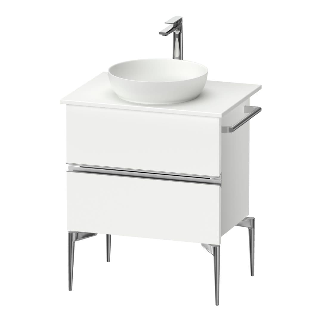 Duravit Sivida – Έπιπλο Νιπτήρα – 645 mm, για κονσόλα, 2 συρτάρια, νιπτήρας κέντρο, Chrome Glossy – White Matt, Decor (SV4657010180000)