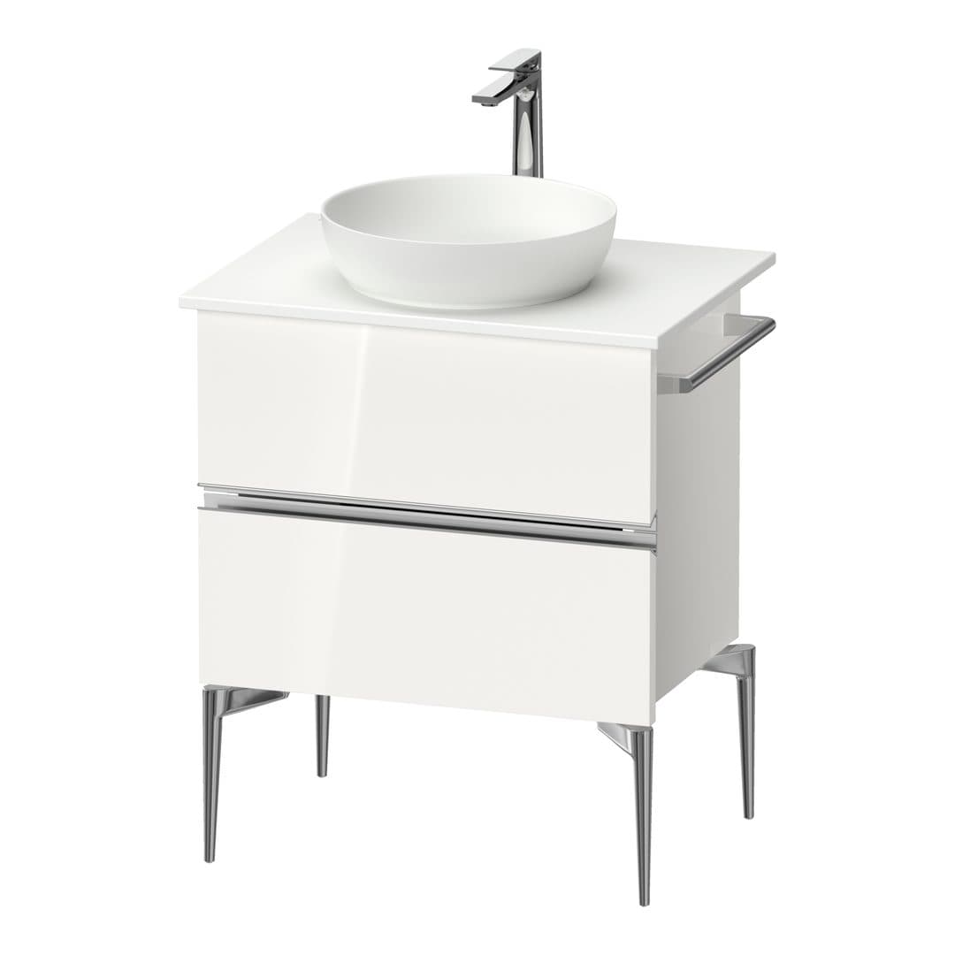 Duravit Sivida – Έπιπλο Νιπτήρα – 645 mm, για κονσόλα, 2 συρτάρια, νιπτήρας κέντρο, Chrome Glossy – White High Gloss, Decor (SV4657010220000)