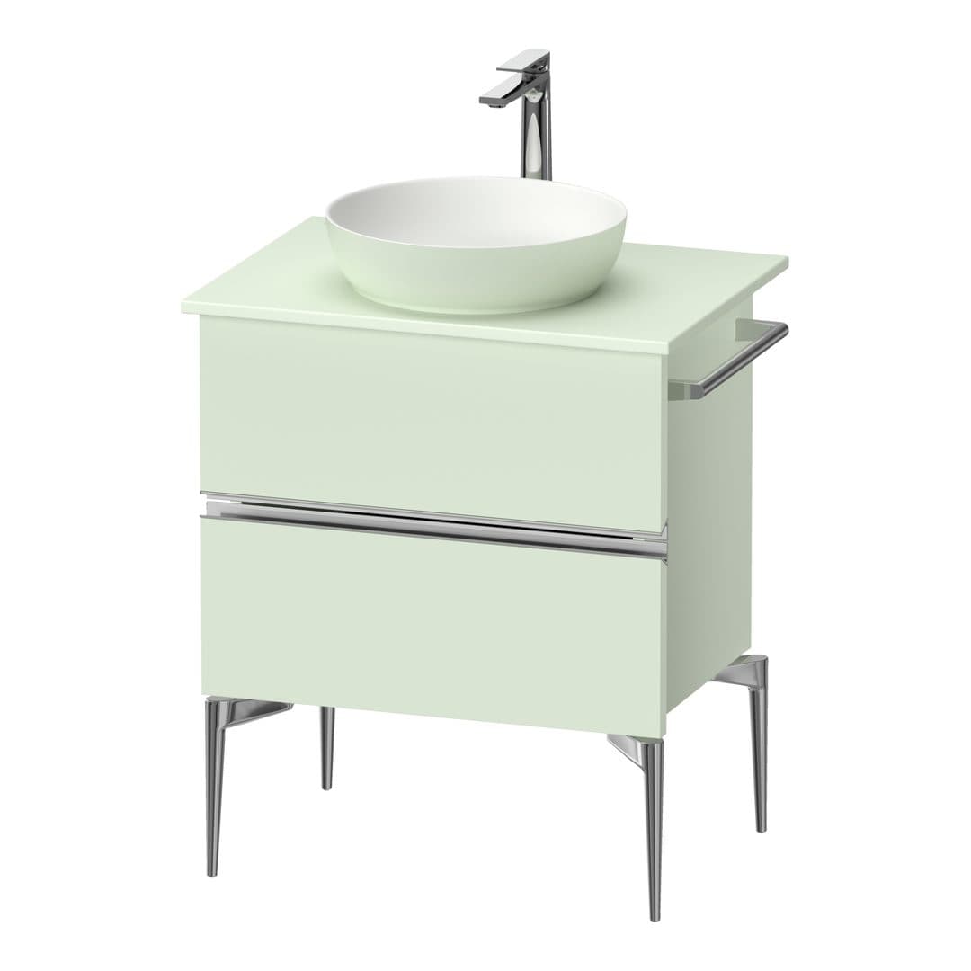 Duravit Sivida – Έπιπλο Νιπτήρα – 645 mm, για κονσόλα, 2 συρτάρια, νιπτήρας κέντρο, Chrome Glossy – Pale Green Matt, Decor (SV4657010HH0000)