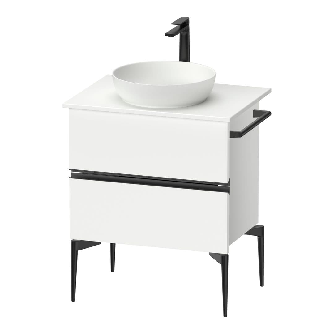 Duravit Sivida – Έπιπλο Νιπτήρα – 645 mm, για κονσόλα, 2 συρτάρια, νιπτήρας κέντρο, Diamond black Matt – White Matt, Decor (SV46570BD180000)