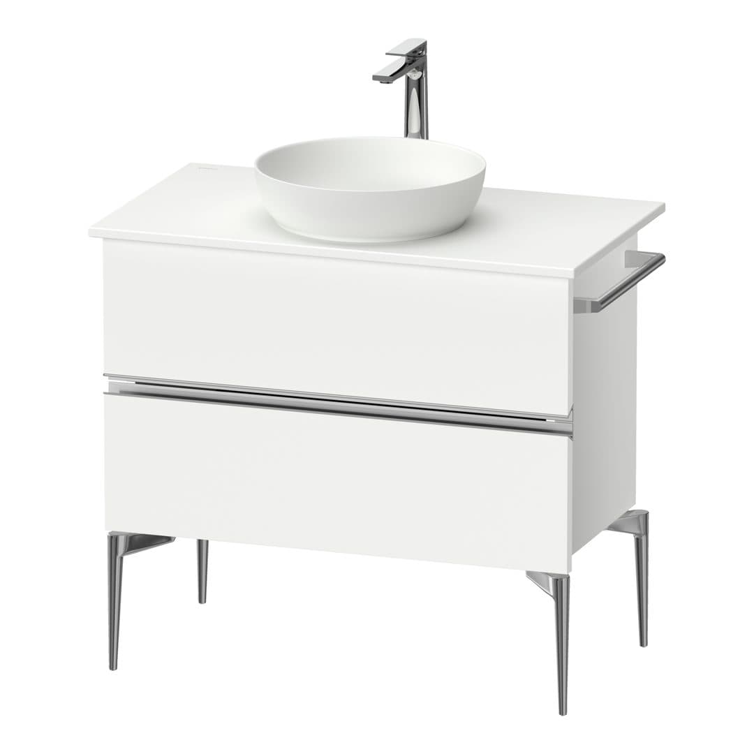 Duravit Sivida – Έπιπλο Νιπτήρα – 845 mm, για κονσόλα, 2 συρτάρια, νιπτήρας κέντρο, Chrome Glossy – White Matt, Decor (SV4658010180000)