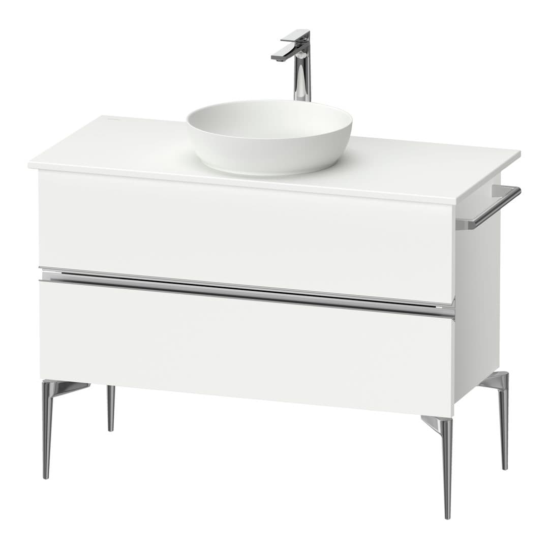 Duravit Sivida – Έπιπλο Νιπτήρα – 1045 mm, για κονσόλα, 2 συρτάρια, νιπτήρας κέντρο, Chrome Glossy – White Matt, Decor (SV4659010180000)