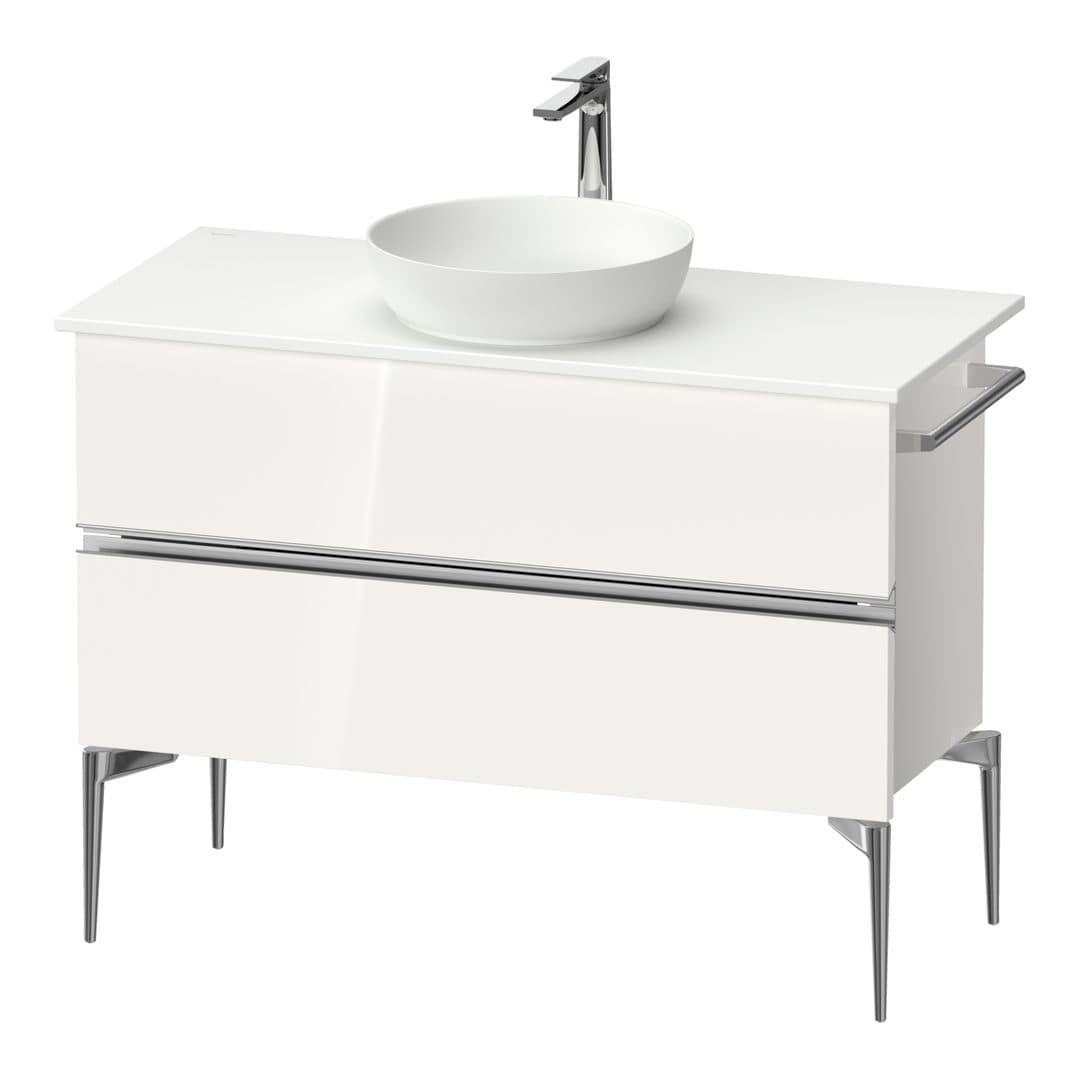 Duravit Sivida – Έπιπλο Νιπτήρα – 1045 mm, για κονσόλα, 2 συρτάρια, νιπτήρας κέντρο, Chrome Glossy – White High Gloss, Decor (SV4659010220000)