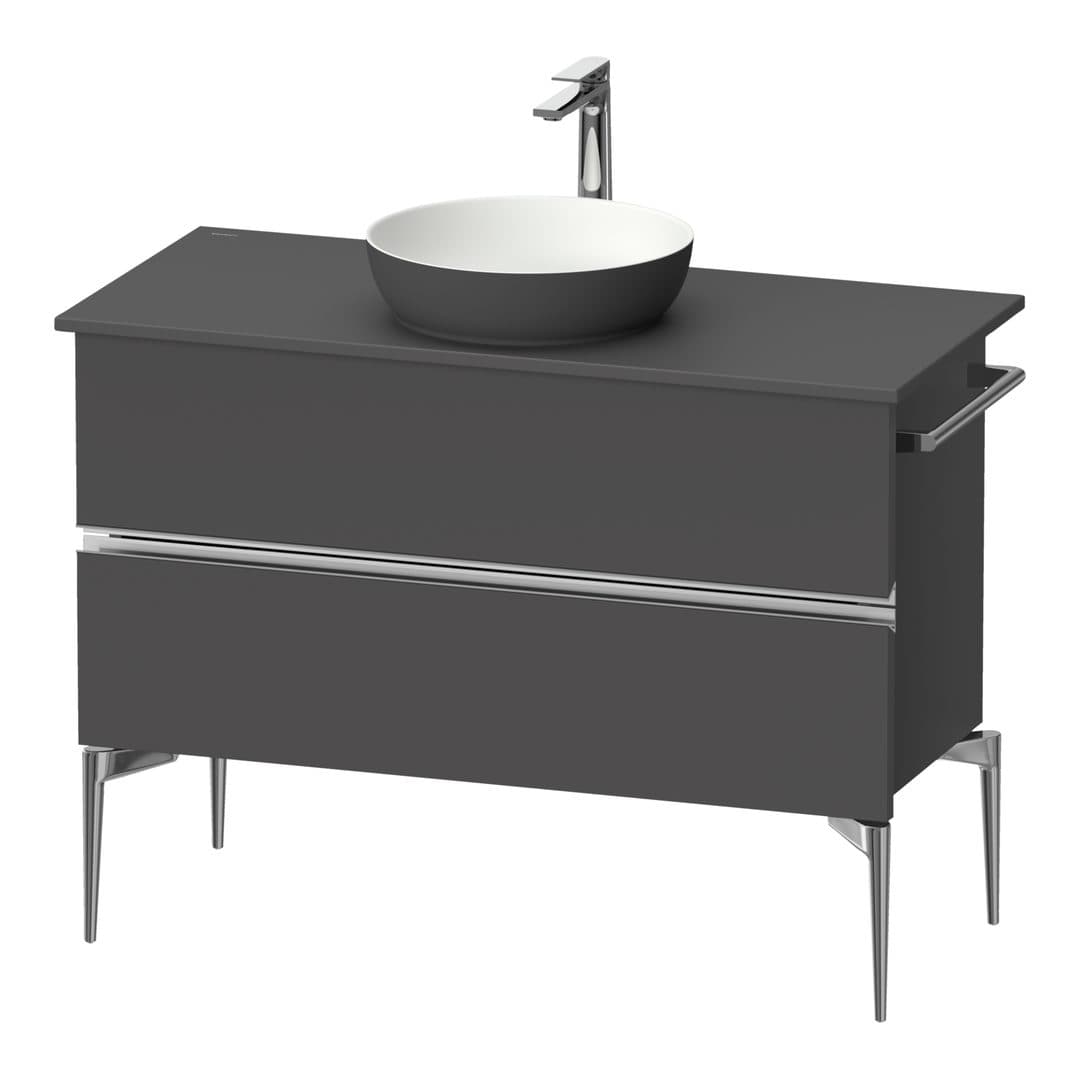 Duravit Sivida – Έπιπλο Νιπτήρα – 1045 mm, για κονσόλα, 2 συρτάρια, νιπτήρας κέντρο, Chrome Glossy – Graphite Matt, Decor (SV4659010490000)