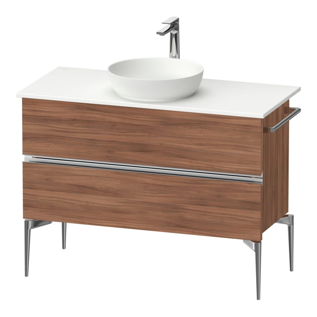 Duravit Sivida – Έπιπλο Νιπτήρα – 1045 mm, για κονσόλα, 2 συρτάρια, νιπτήρας κέντρο, Chrome Glossy – Walnut Matt, Decor (SV4659010790000)