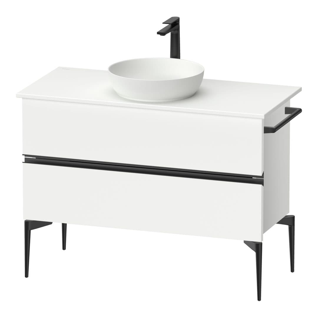 Duravit Sivida – Έπιπλο Νιπτήρα – 1045 mm, για κονσόλα, 2 συρτάρια, νιπτήρας κέντρο, Diamond black Matt – White Matt, Decor (SV46590BD180000)