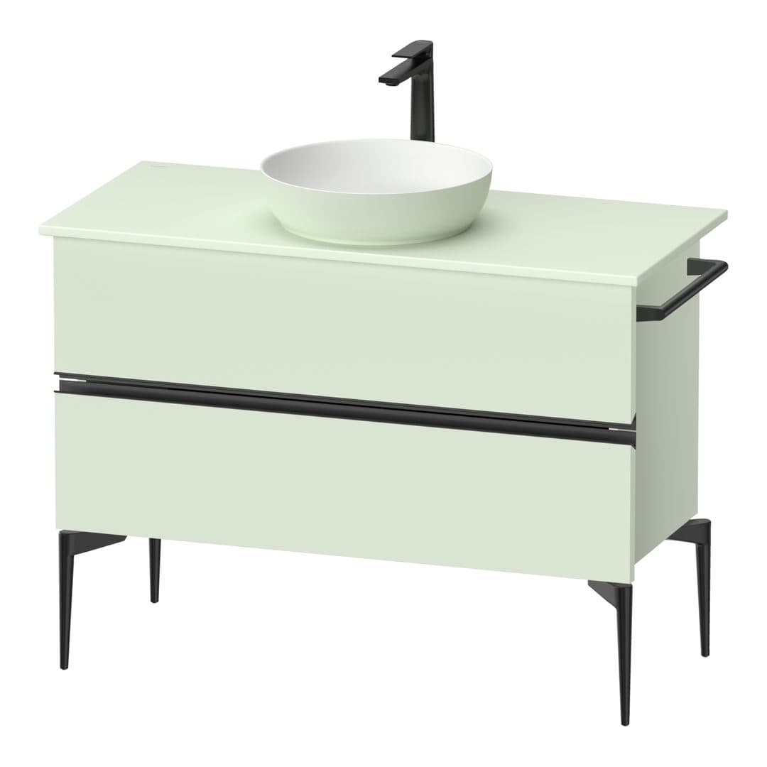 Duravit Sivida – Έπιπλο Νιπτήρα – 1045 mm, για κονσόλα, 2 συρτάρια, νιπτήρας κέντρο, Diamond black Matt – Pale Green Matt, Decor (SV46590BDHH0000)