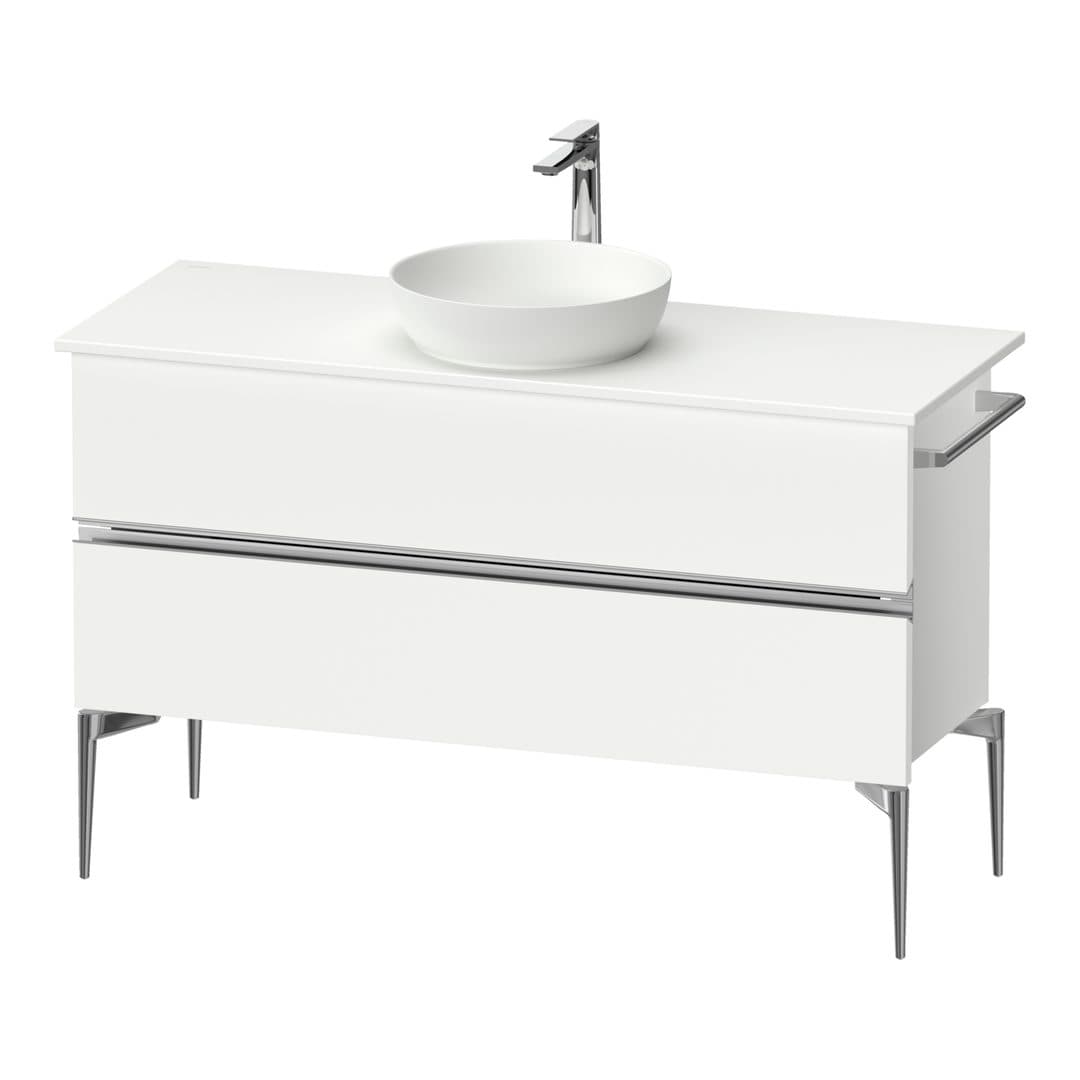 Duravit Sivida – Έπιπλο Νιπτήρα – 1245 mm, για κονσόλα, 2 συρτάρια, νιπτήρας κέντρο, Chrome Glossy – White Matt, Decor (SV4660010180000)