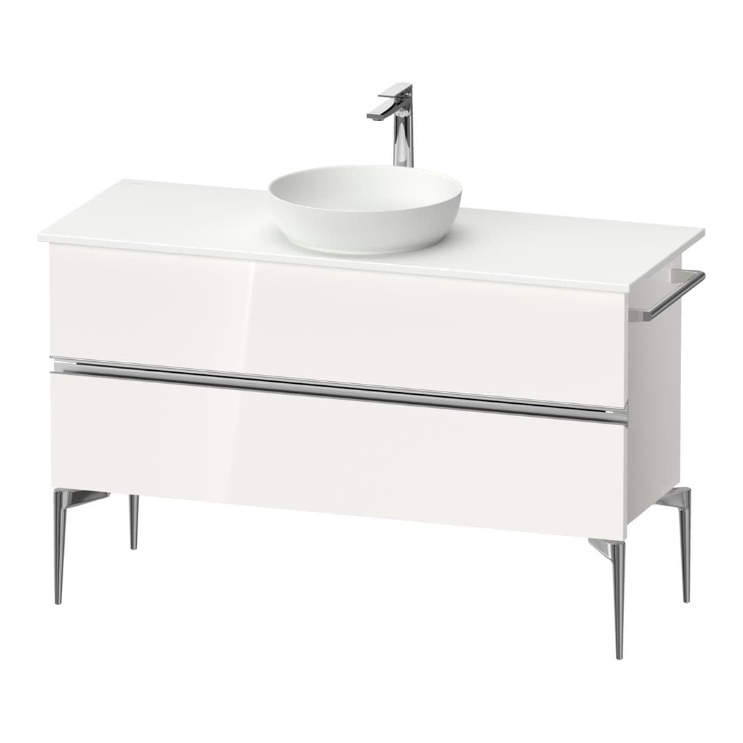 Duravit Sivida – Έπιπλο Νιπτήρα – 1245 mm, για κονσόλα, 2 συρτάρια, νιπτήρας κέντρο, Chrome Glossy – White High Gloss, Decor (SV4660010220000)