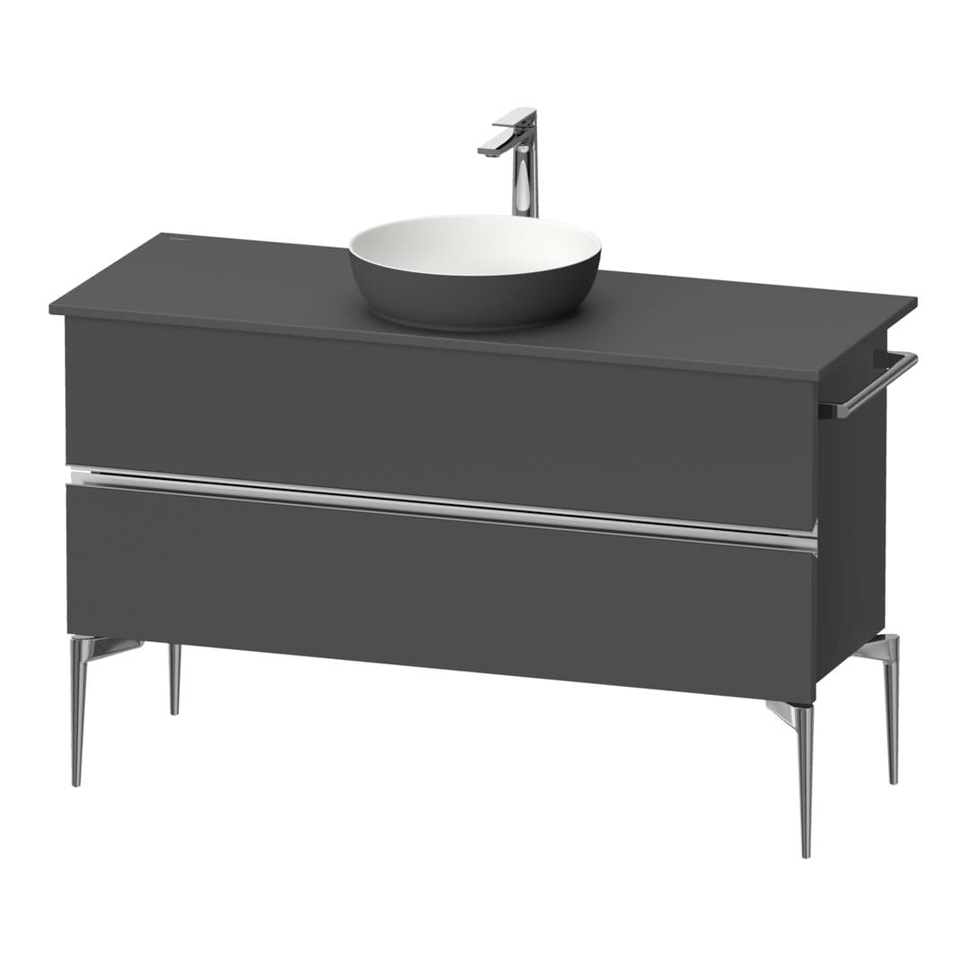 Duravit Sivida – Έπιπλο Νιπτήρα – 1245 mm, για κονσόλα, 2 συρτάρια, νιπτήρας κέντρο, Chrome Glossy – Graphite Matt, Decor (SV4660010490000)