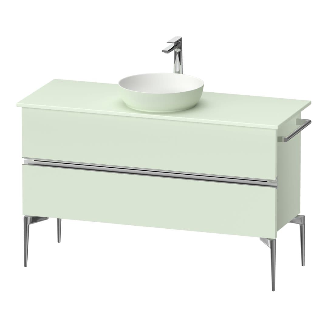 Duravit Sivida – Έπιπλο Νιπτήρα – 1245 mm, για κονσόλα, 2 συρτάρια, νιπτήρας κέντρο, Chrome Glossy – Pale Green Matt, Decor (SV4660010HH0000)