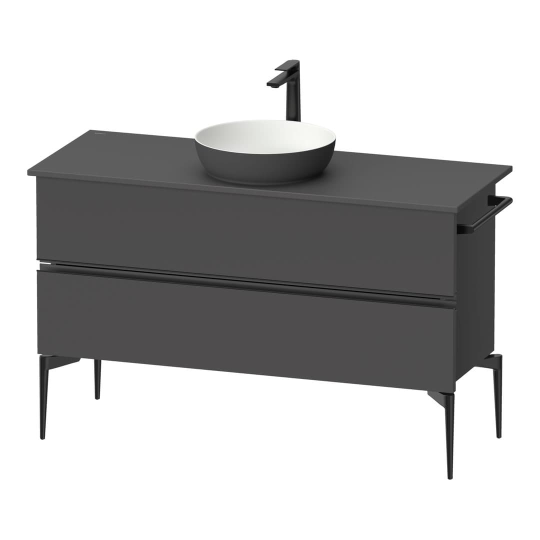 Duravit Sivida – Έπιπλο Νιπτήρα – 1245 mm, για κονσόλα, 2 συρτάρια, νιπτήρας κέντρο, Diamond black Matt – Graphite Matt, Decor (SV46600BD490000)