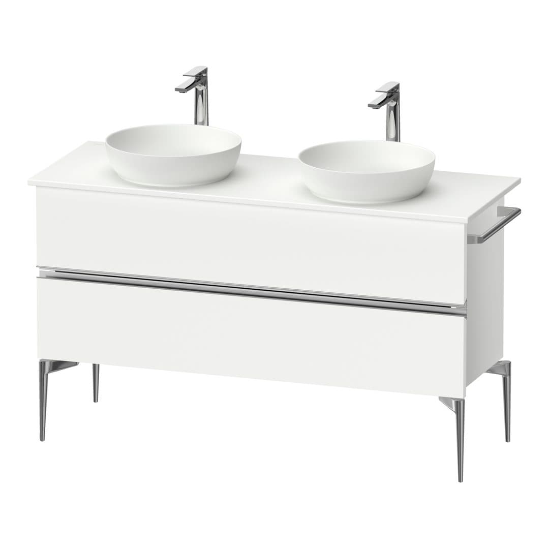 Duravit Sivida – Έπιπλο Νιπτήρα – 1315 mm, για κονσόλα, 2 συρτάρια, διπλός νιπτήρας, Chrome Glossy – White Matt, Decor (SV4661010180000)
