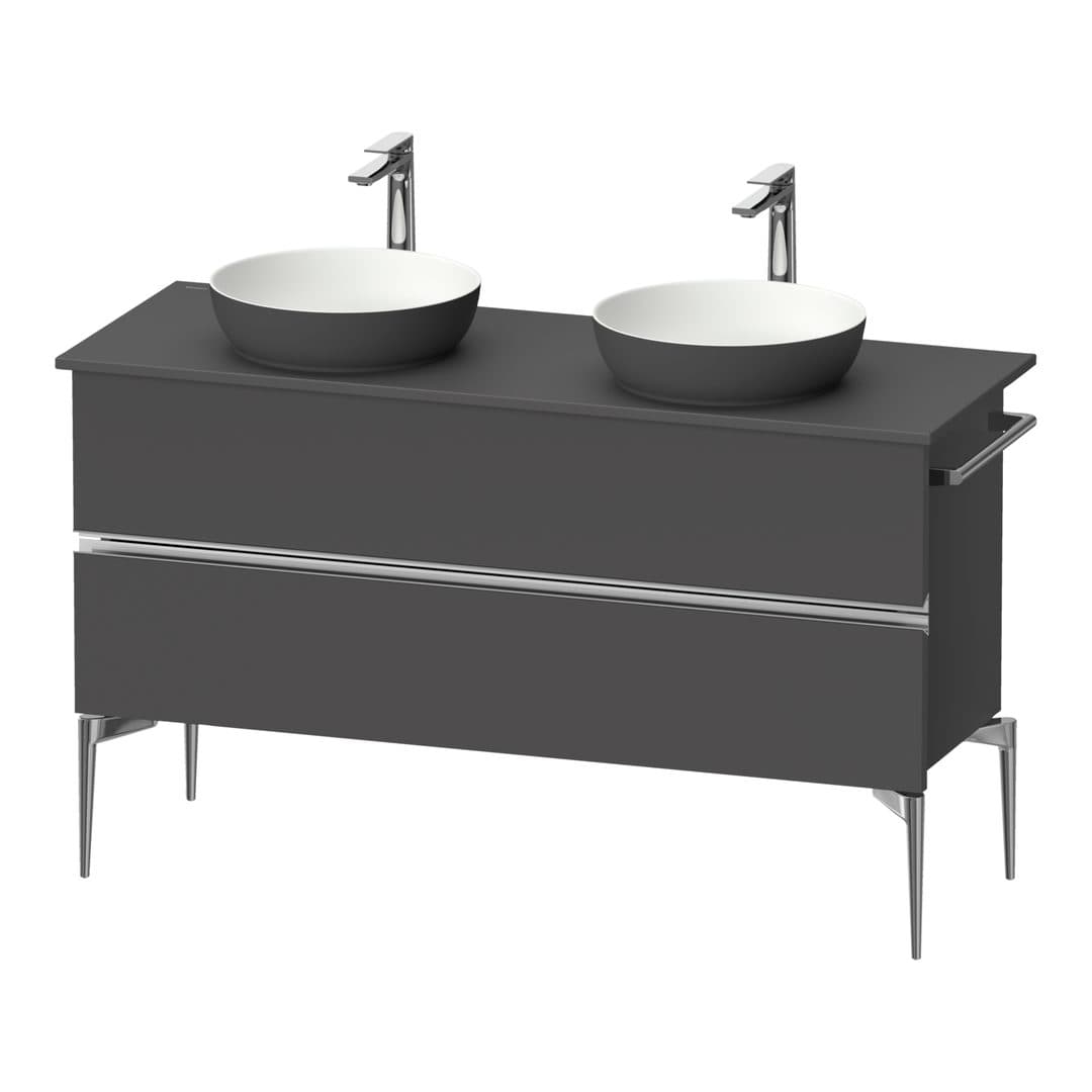 Duravit Sivida – Έπιπλο Νιπτήρα – 1315 mm, για κονσόλα, 2 συρτάρια, διπλός νιπτήρας, Chrome Glossy – Graphite Matt, Decor (SV4661010490000)
