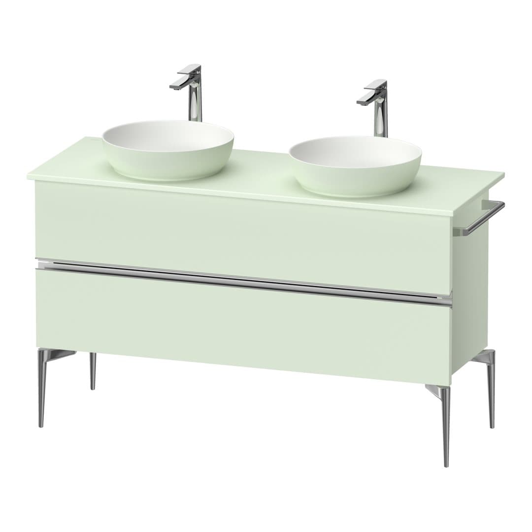 Duravit Sivida – Έπιπλο Νιπτήρα – 1315 mm, για κονσόλα, 2 συρτάρια, διπλός νιπτήρας, Chrome Glossy – Pale Green Matt, Decor (SV4661010HH0000)
