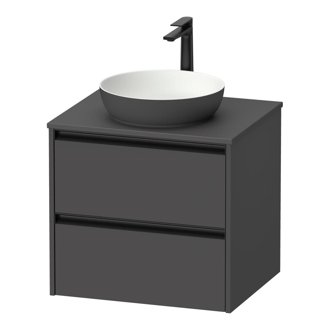 Duravit Sivida – Έπιπλο Νιπτήρα – 610 mm, για κονσόλα, 2 συρτάρια, νιπτήρας κέντρο – Graphite Matt, Decor (SV6974049490000)