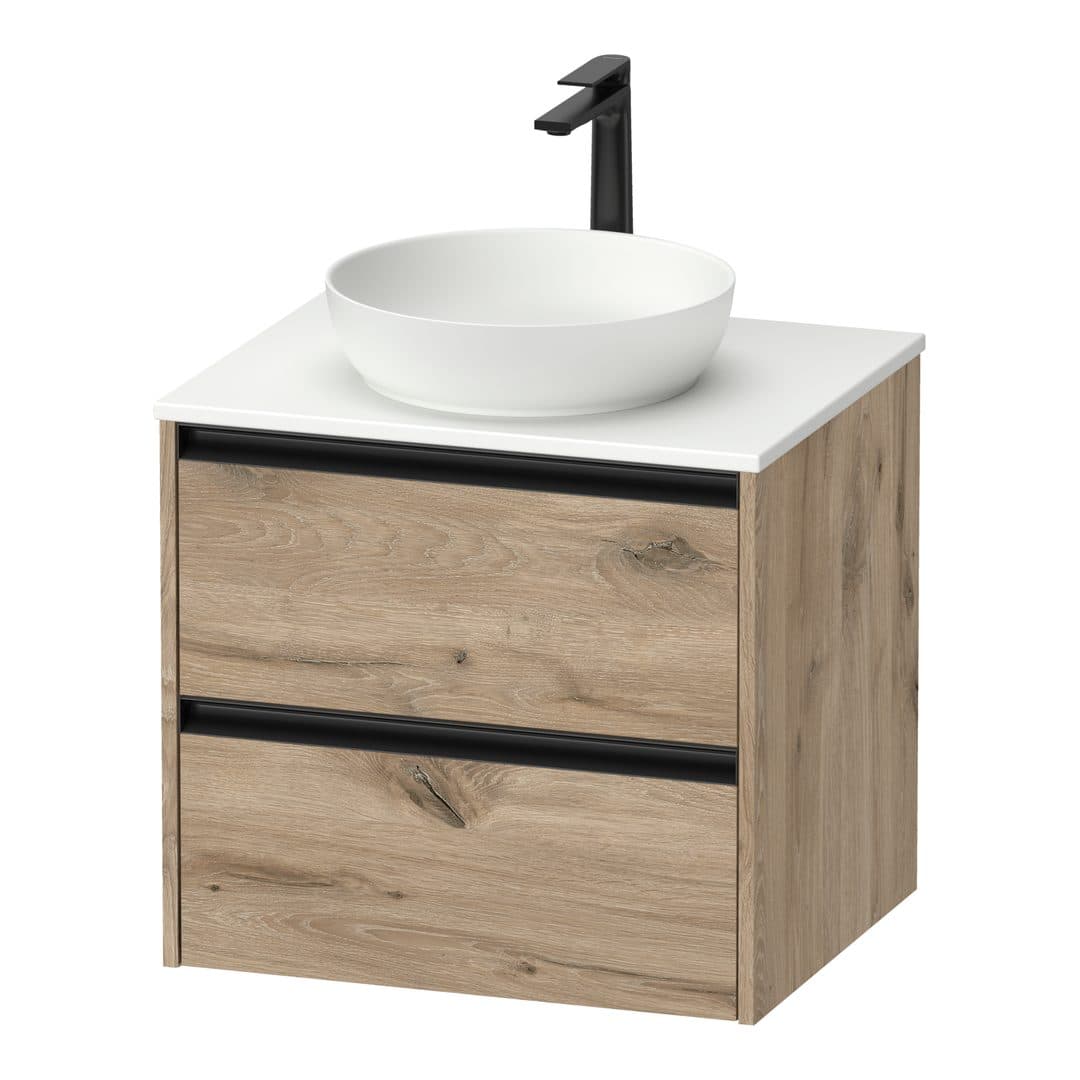 Duravit Sivida – Έπιπλο Νιπτήρα – 610 mm, για κονσόλα, 2 συρτάρια, νιπτήρας κέντρο – Marbled Oak Matt, Decor (SV6974055550000)