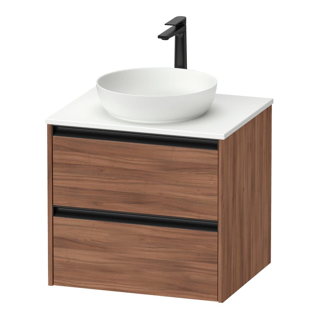 Duravit Sivida – Έπιπλο Νιπτήρα – 610 mm, για κονσόλα, 2 συρτάρια, νιπτήρας κέντρο – Walnut Matt, Decor (SV6974079790000)
