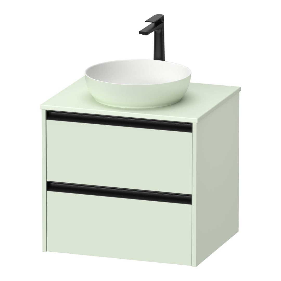 Duravit Sivida – Έπιπλο Νιπτήρα – 610 mm, για κονσόλα, 2 συρτάρια, νιπτήρας κέντρο – Pale Green Matt, Decor (SV69740HHHH0000)