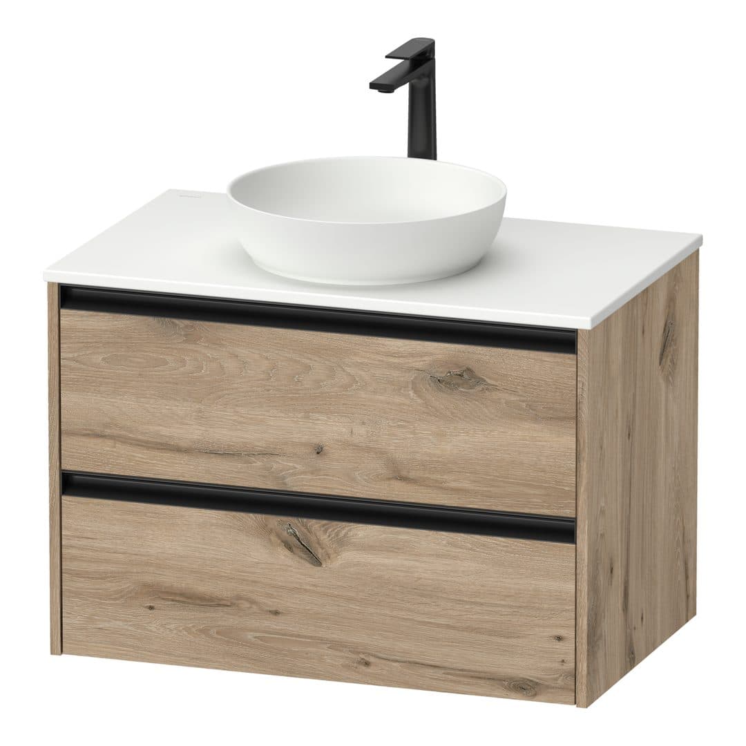 Duravit Sivida – Έπιπλο Νιπτήρα – 810 mm, για κονσόλα, 2 συρτάρια, νιπτήρας κέντρο – Marbled Oak Matt, Decor (SV6975055550000)
