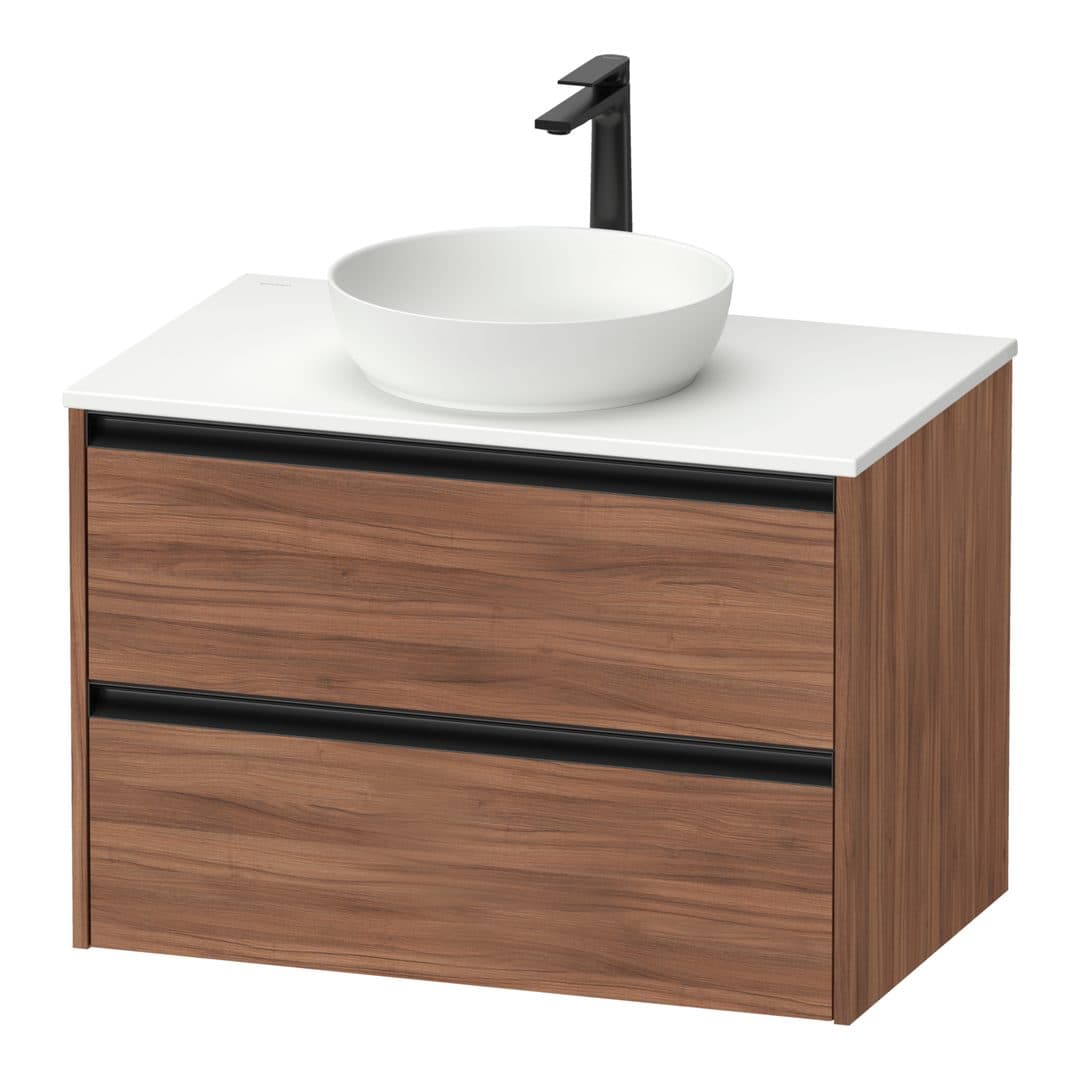 Duravit Sivida – Έπιπλο Νιπτήρα – 810 mm, για κονσόλα, 2 συρτάρια, νιπτήρας κέντρο – Walnut Matt, Decor (SV6975079790000)