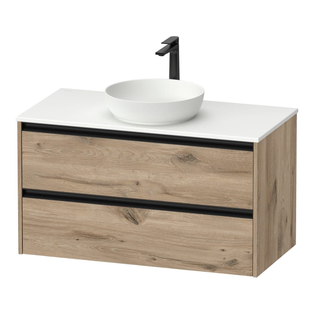 Duravit Sivida – Έπιπλο Νιπτήρα – 1010 mm, για κονσόλα, 2 συρτάρια, νιπτήρας κέντρο – Marbled Oak Matt, Decor (SV6976055550000)