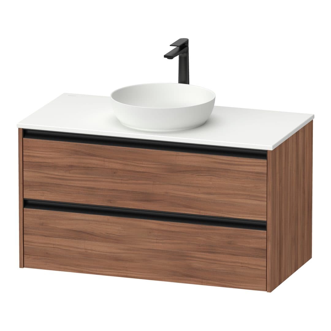 Duravit Sivida – Έπιπλο Νιπτήρα – 1010 mm, για κονσόλα, 2 συρτάρια, νιπτήρας κέντρο – Walnut Matt, Decor (SV6976079790000)