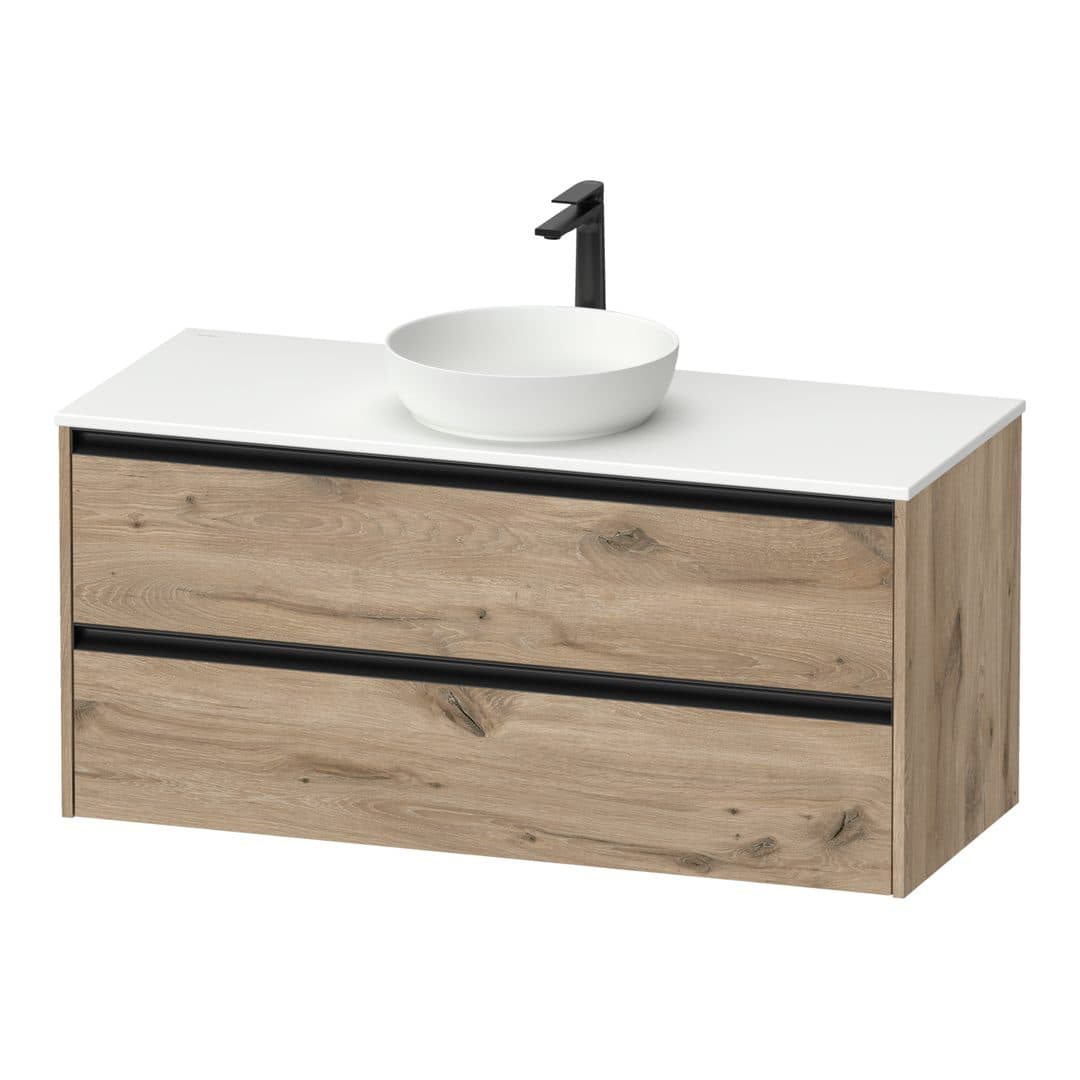 Duravit Sivida – Έπιπλο Νιπτήρα – 1210 mm, για κονσόλα, 2 συρτάρια, νιπτήρας κέντρο – Marbled Oak Matt, Decor (SV6977055550000)