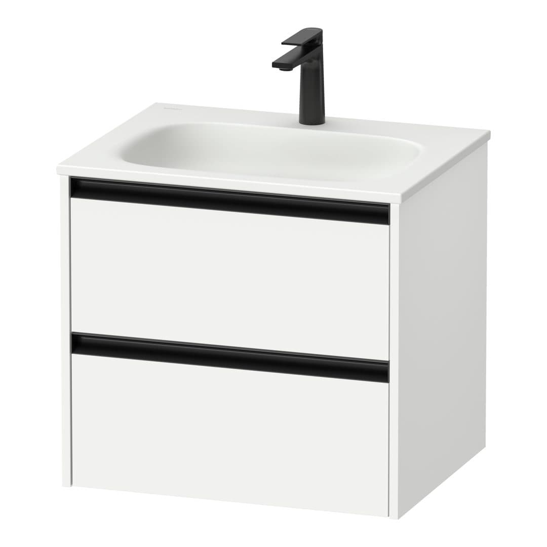 Duravit Sivida – Έπιπλο Νιπτήρα – 610 mm, 2 συρτάρια, νιπτήρας κέντρο, 610 x 480 x 552 mm, Diamond black Matt – White Matt, Decor (SV6994018180000)