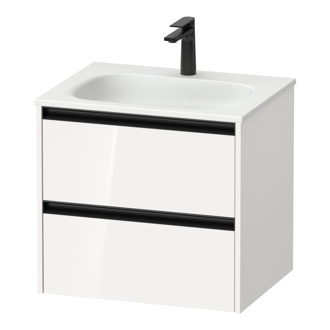 Duravit Sivida – Έπιπλο Νιπτήρα – 610 mm, 2 συρτάρια, νιπτήρας κέντρο, 610 x 480 x 552 mm, Diamond black Matt – White High Gloss, Decor (SV6994022220000)