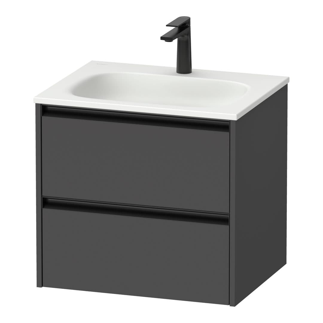 Duravit Sivida – Έπιπλο Νιπτήρα – 610 mm, 2 συρτάρια, νιπτήρας κέντρο, 610 x 480 x 552 mm, Diamond black Matt – Graphite Matt, Decor (SV6994049490000)